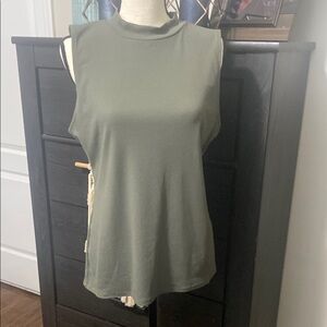 LOFT Green Sleeveless Fitted Muscle Tee
